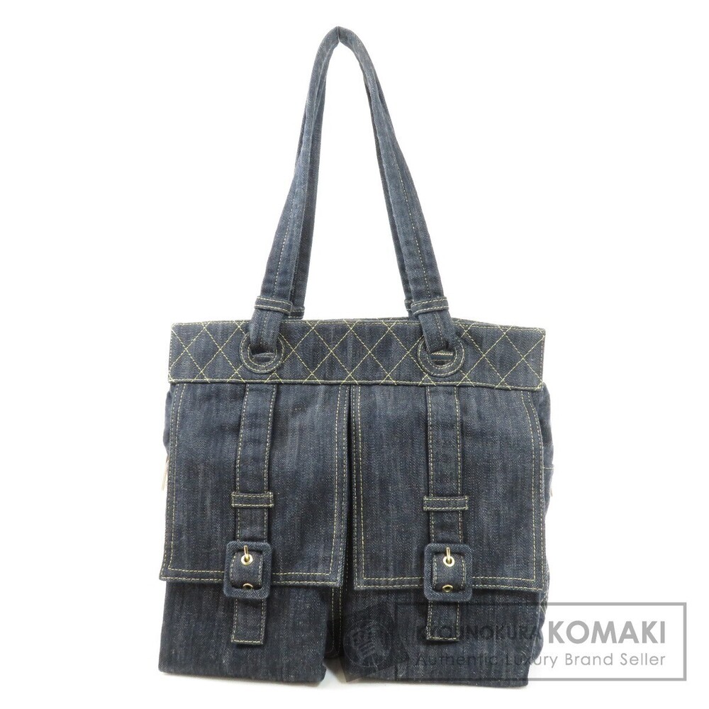 Chanel logo denim tote bag